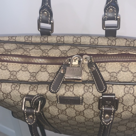 Gucci Monogram Canvas Briefcase Bag with Lock and Key - Picture 3 of 11